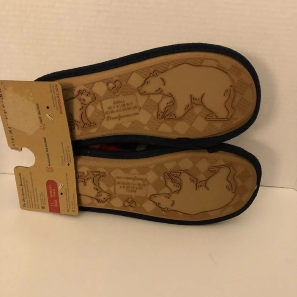 DearFoams Papa Slippers mens Size 7-8 Slip On Holiday Christmas Plaid‎